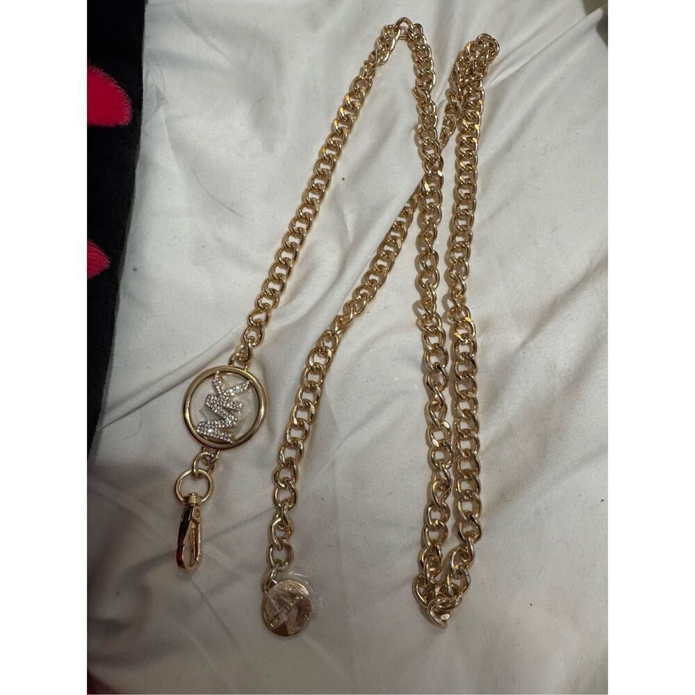 Michael kors mk crystal circle curb chain belt/necklace/strap L/XL gold